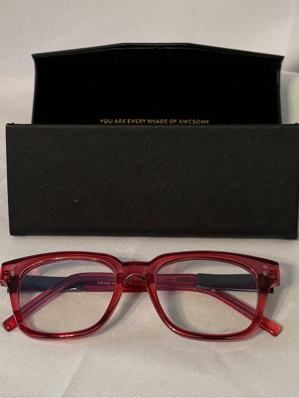 Privé Revaux The Fat Cat LAF Glasses Frames Cranberry Red + Trifold Case